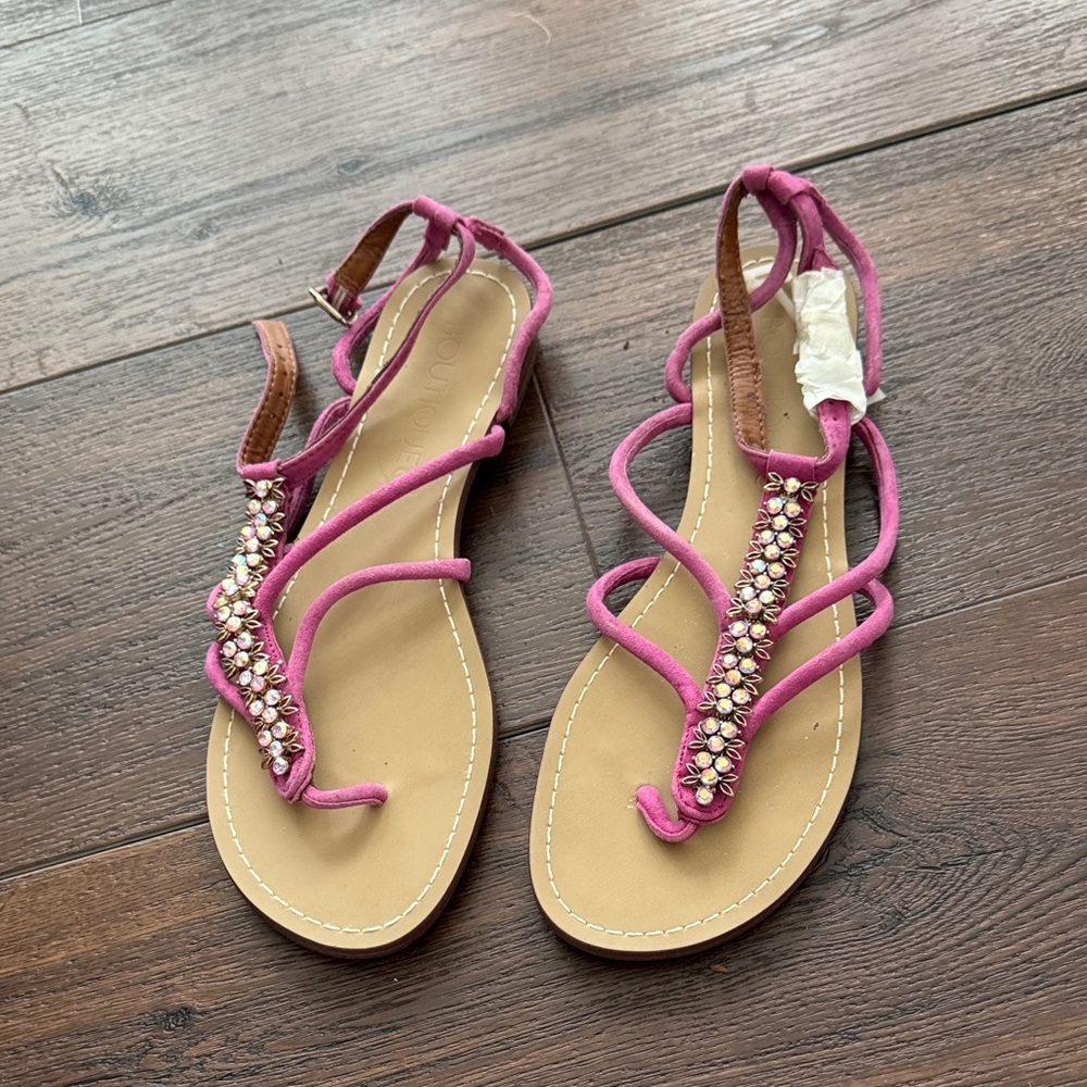 Boutique 9 Leather Pink Embellished Sandals straps are dry and peeling a bit.